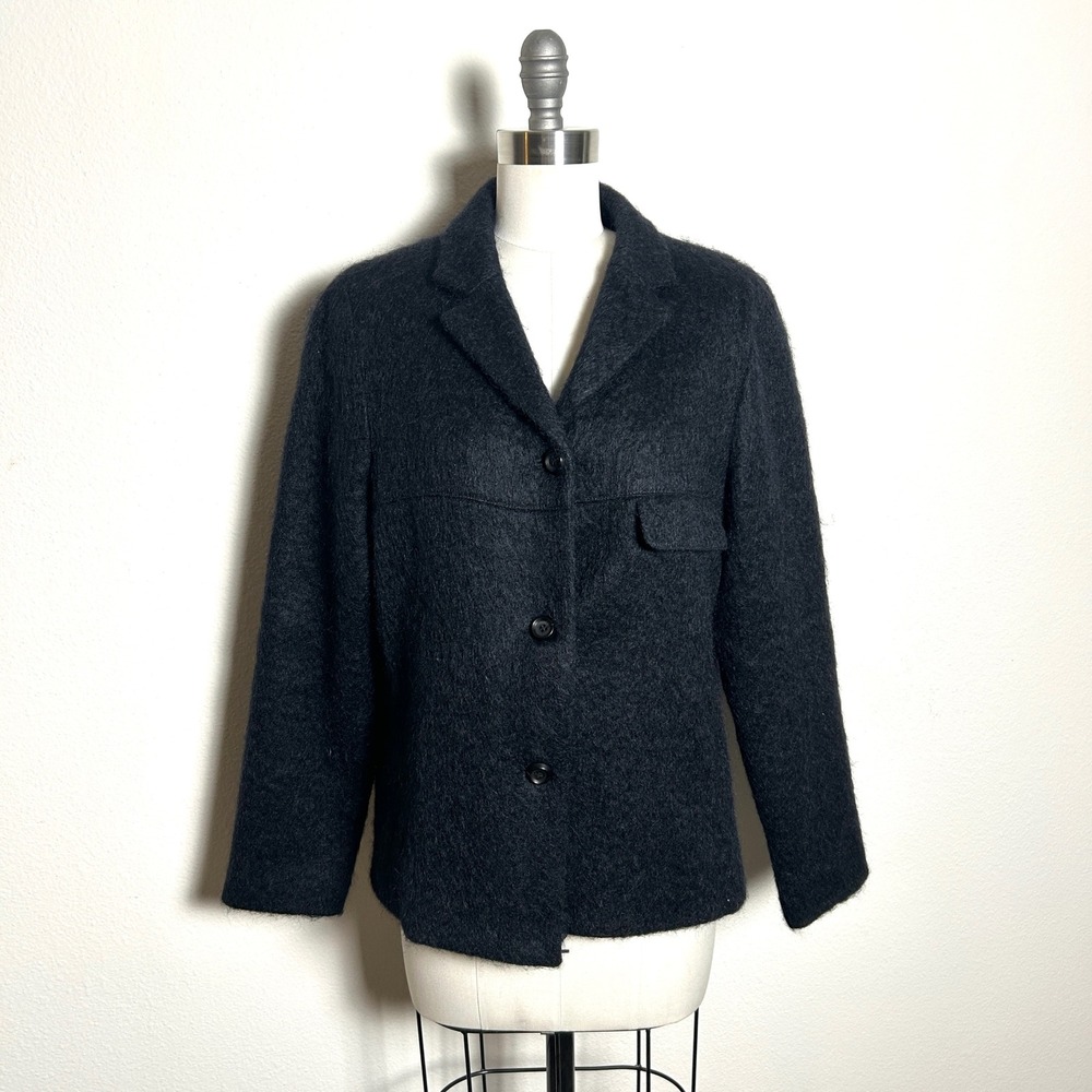 Neiman Marcus Charcoal Gray Wool Vintage Textured Blazer Jacket Women Sz 2